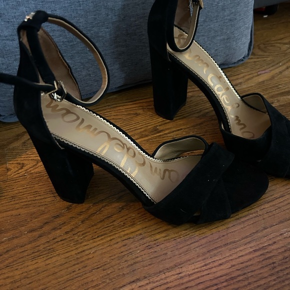 Sam Edelman Black Suede Open Toe Ankle Strap Women's Heels, Size 11 - Picture 2 of 5